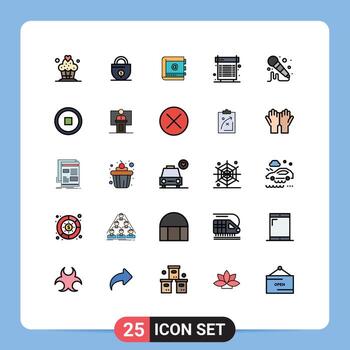 25 Filled line Flat Color concept for Websites Mobile and Apps heat cooling business computer phone Editable Vector Design Elements