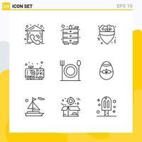 Set of 9 Modern UI Icons Symbols Signs for food fireman food firefighter emergency Editable Vector Design Elements