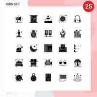 Set of 25 Modern UI Icons Symbols Signs for music planet agriculture black hole rainy Editable Vector Design Elements