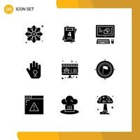 Modern Set of 9 Solid Glyphs Pictograph of sale awareness computer ribbon stop Editable Vector Design Elements