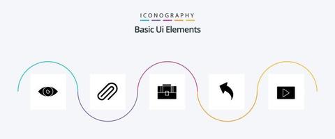 Basic Ui Elements Glyph 5 Icon Pack Including youtube. up. pin. left. hand bag vector