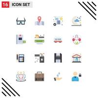 Pictogram Set of 16 Simple Flat Colors of knowledge e money book night Editable Pack of Creative Vector Design Elements