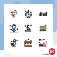 Universal Icon Symbols Group of 9 Modern Filledline Flat Colors of computer boat coins beach healthcare Editable Vector Design Elements