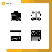 Solid Glyph Pack of 4 Universal Symbols of camera wireless photo router board Editable Vector Design Elements