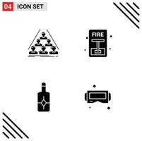 Modern Set of 4 Solid Glyphs Pictograph of team beach business escape sunblock Editable Vector Design Elements