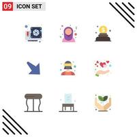 User Interface Pack of 9 Basic Flat Colors of care virtual reality donation female avatar right Editable Vector Design Elements