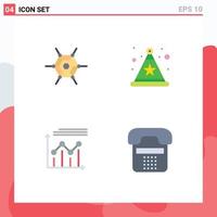 4 Creative Icons Modern Signs and Symbols of decentralized growth celebration analytics call Editable Vector Design Elements