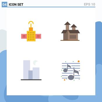 4 Universal Flat Icons Set for Web and Mobile Applications gps moon management product skyline Editable Vector Design Elements