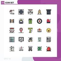 Modern Set of 25 Filled line Flat Colors and symbols such as woofer putty holiday paint building Editable Vector Design Elements