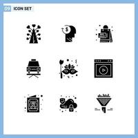 Set of 9 Modern UI Icons Symbols Signs for repair car employee shopping promotion Editable Vector Design Elements