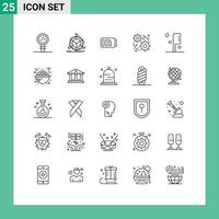 Pictogram Set of 25 Simple Lines of preparation gear object web simple Editable Vector Design Elements