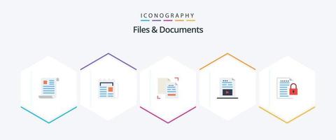 Files And Documents 25 Flat icon pack including media. entertainment. newspaper. duplicate. data vector