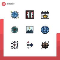 9 Thematic Vector Filledline Flat Colors and Editable Symbols of logic concept house challenge complexity Editable Vector Design Elements