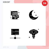 Solid Glyph Pack of 4 Universal Symbols of mobile devices online order night signal Editable Vector Design Elements