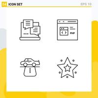 Set of 4 Modern UI Icons Symbols Signs for development advantage web develop car Editable Vector Design Elements