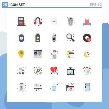 Paquete de 25 colores planos de interfaz de usuario de signos y símbolos modernos de los mejores elementos de diseño vectorial editables de búsqueda de basura vector