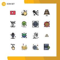 Pictogram Set of 16 Simple Flat Color Filled Lines of farming interface mic filter photo Editable Creative Vector Design Elements