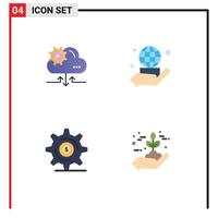 Pack of 4 creative Flat Icons of cloud investment arrow business setting Editable Vector Design Elements