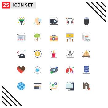 Pictogram Set of 25 Simple Flat Colors of web mouse train hardware help Editable Vector Design Elements