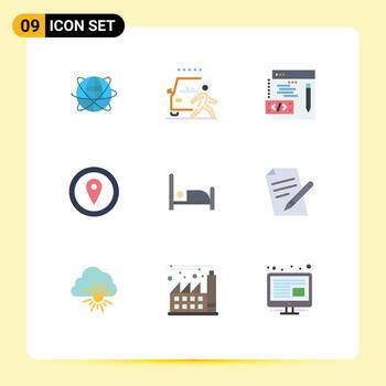 grupo de 9 colores planos modernos para mapa gps coche codificación web elementos de diseño vectorial editables vector