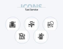 diseño de iconos del paquete de iconos de línea de servicio de taxi 5. la carretera. alfiler. seguro de auto. localización. gasolina vector