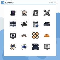 16 Creative Icons Modern Signs and Symbols of day wireframe cafe grid cooler Editable Creative Vector Design Elements