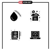 4 Thematic Vector Solid Glyphs and Editable Symbols of bleeding stock injury business e Editable Vector Design Elements