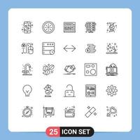 Universal Icon Symbols Group of 25 Modern Lines of science chemistry music web hosting Editable Vector Design Elements