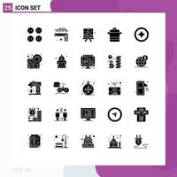 25 Thematic Vector Solid Glyphs and Editable Symbols of add pot art pan cooking Editable Vector Design Elements