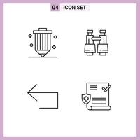 Mobile Interface Line Set of 4 Pictograms of coding arrow pencil field glasses left Editable Vector Design Elements