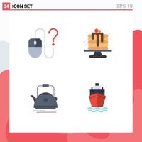 4 Creative Icons Modern Signs and Symbols of computer tea info birthday teapot Editable Vector Design Elements