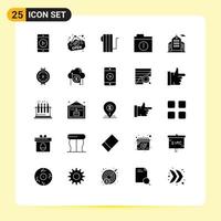 Universal Icon Symbols Group of 25 Modern Solid Glyphs of meter corporation heat business folder Editable Vector Design Elements