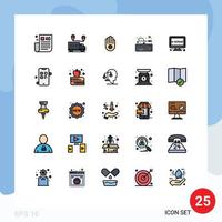 25 User Interface Filled line Flat Color Pack of modern Signs and Symbols of education connection valentine hardware computer Editable Vector Design Elements