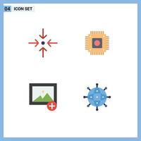 Universal Icon Symbols Group of 4 Modern Flat Icons of arrow photo chip computer connection Editable Vector Design Elements