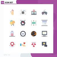 Modern Set of 16 Flat Colors and symbols such as play station video navigation pad route Editable Pack of Creative Vector Design Elements