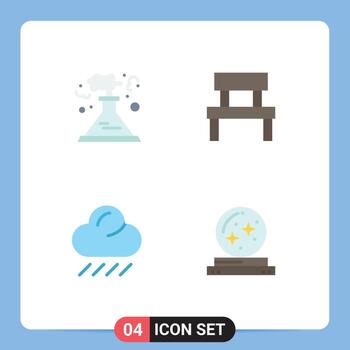 4 Universal Flat Icons Set for Web and Mobile Applications factory cloud smoke garden weather Editable Vector Design Elements