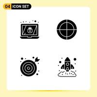 Group of Solid Glyphs Signs and Symbols for encryption office bulls eye target chart Editable Vector Design Elements