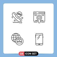 Group of 4 Filledline Flat Colors Signs and Symbols for call deflection smart phone web pack huawei Editable Vector Design Elements