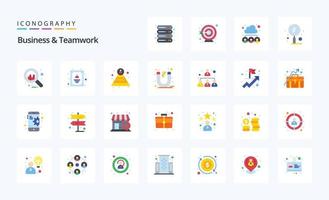 25 Business And Teamwork Flat color icon pack vector