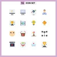 Set of 16 Commercial Flat Colors pack for award person idea man account Editable Pack of Creative Vector Design Elements