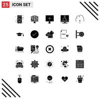 Set of 25 Modern UI Icons Symbols Signs for email contact computer computer warning Editable Vector Design Elements