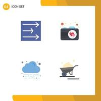 4 Universal Flat Icons Set for Web and Mobile Applications arrow barrow camera energy trolley Editable Vector Design Elements