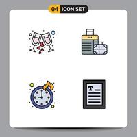 4 iconos creativos signos y símbolos modernos de tiempo de bebida fiesta bolso ebook elementos de diseño vectorial editables vector