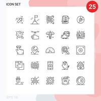 conjunto de pictogramas de 25 líneas simples de análisis de información de gráfico financiero documento comercial elementos de diseño vectorial editables vector