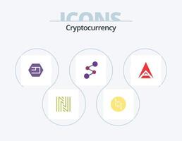 paquete de iconos planos de criptomonedas 5 diseño de iconos. moneda. moneda criptográfica. emercoin cripto. spreadcoin vector