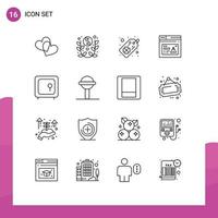 16 Creative Icons Modern Signs and Symbols of box alert tag website page Editable Vector Design Elements