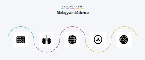 paquete de iconos de glifo 5 de biología que incluye zombi. mutación. salud. laboratorio. tierra vector