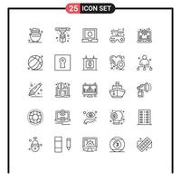 Group of 25 Modern Lines Set for gear controller layer console game Editable Vector Design Elements