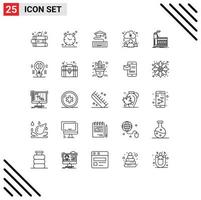 Universal Icon Symbols Group of 25 Modern Lines of industry factory key online cloud Editable Vector Design Elements