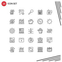 Modern Set of 25 Lines Pictograph of accommodation wide map web page Editable Vector Design Elements